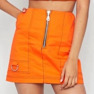 The Ragged Priest Bright Orange Tatical Latch Mini skirt size XS